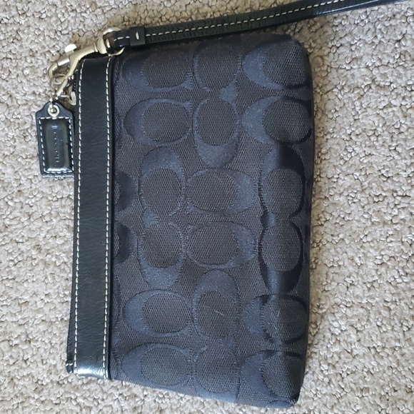 Coach Black Monogram Wristlet Zip Bag - Picture 3 of 7